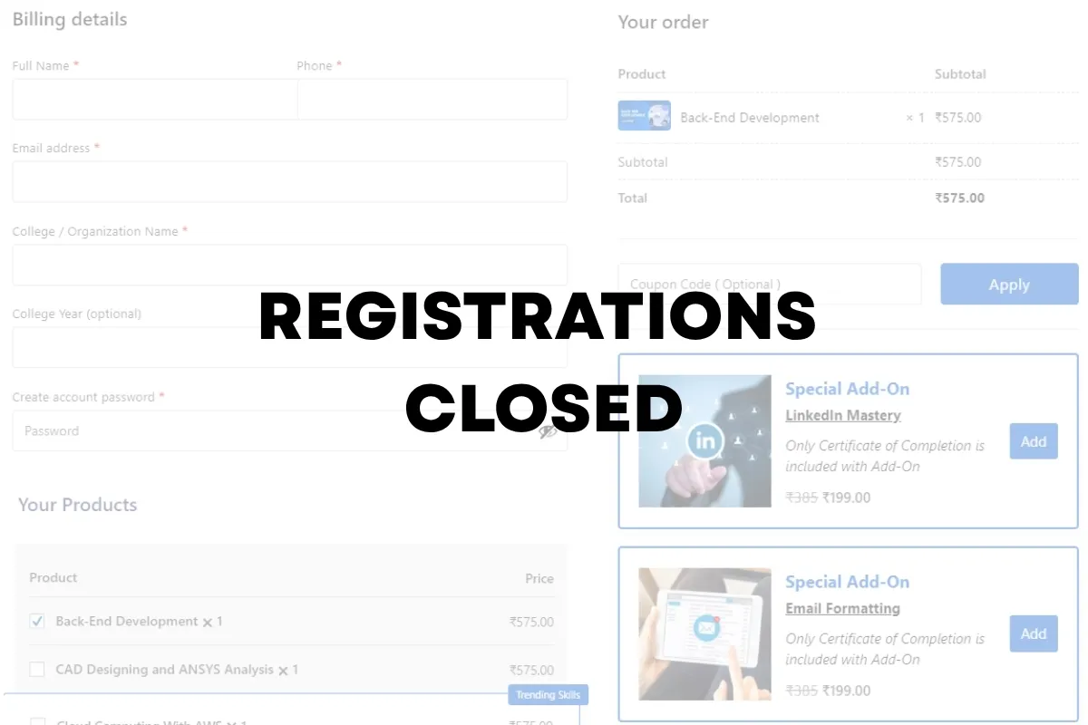 Registrations Closed DV - Course Central